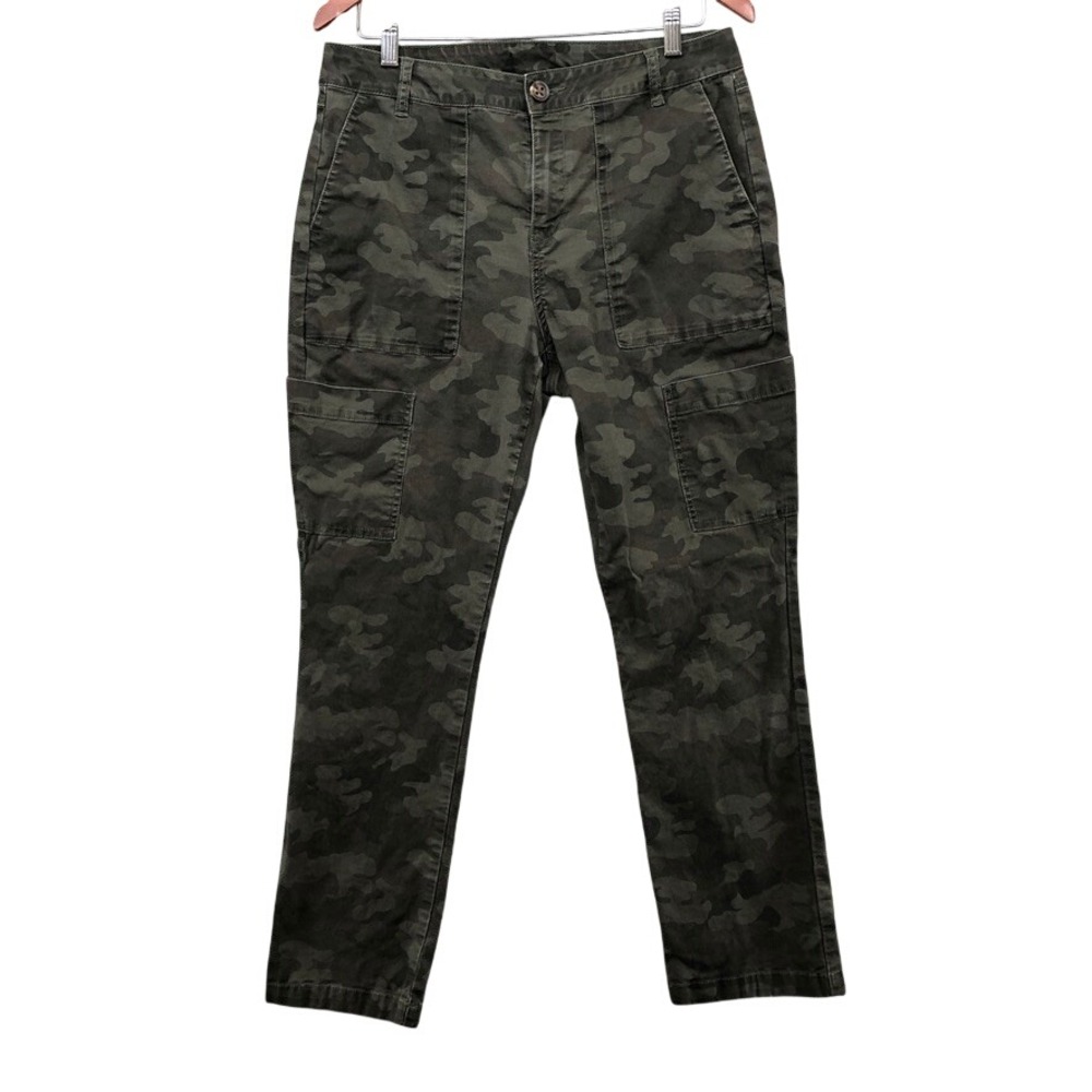 Cabi Cargo Pants Womens 10 Green Camo Military Utility Stretch Streetwear